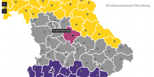 Interaktive Kirchensteuerämterkarte